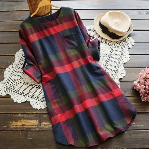 Plaid Long Sleeve Tunic