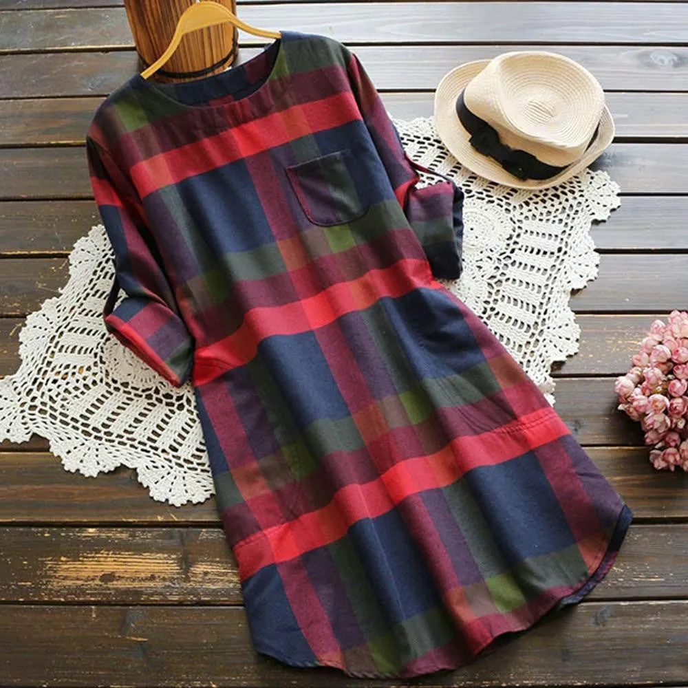 Plaid Long Sleeve Tunic