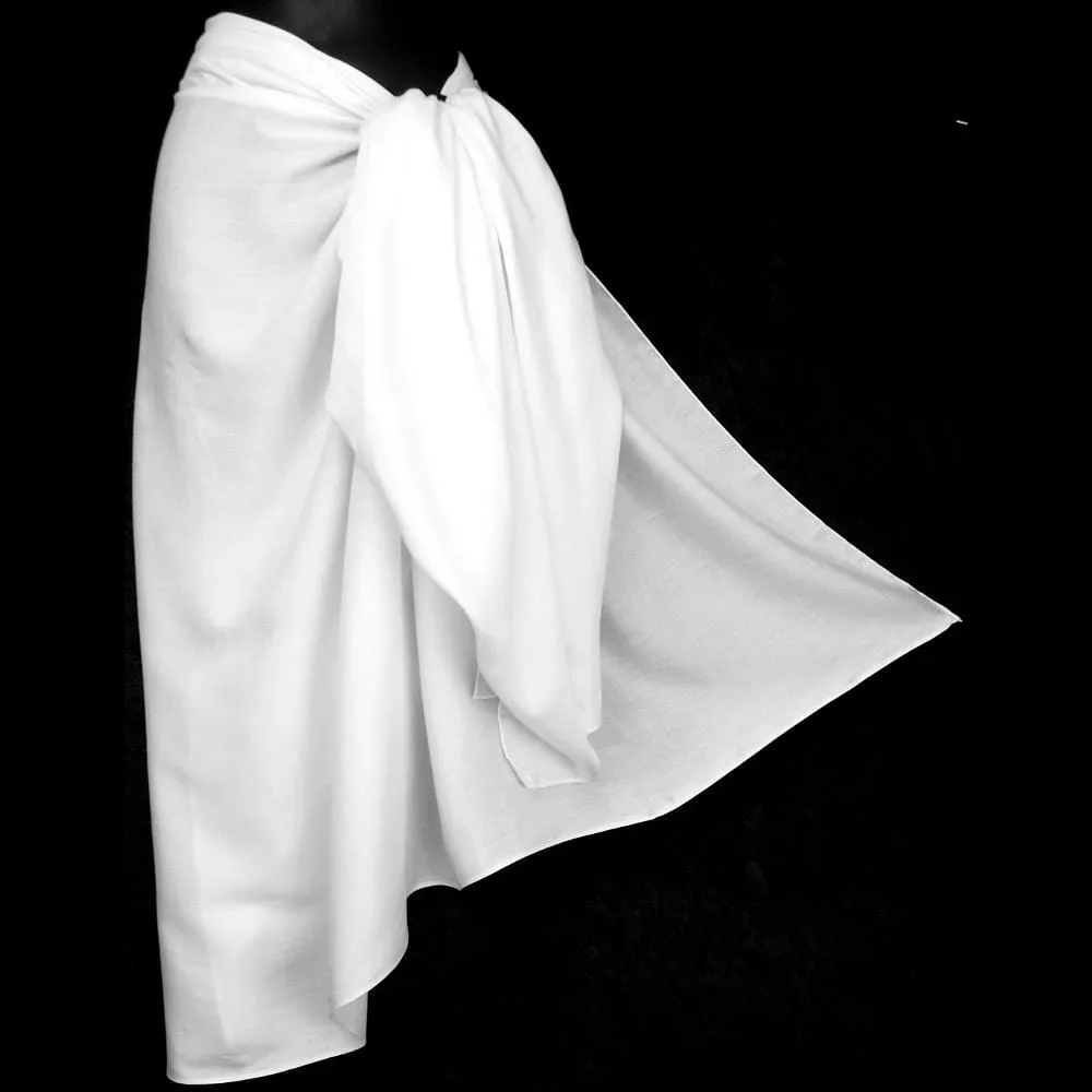 Plain White Sarongs with No Fringe