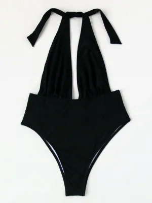 Plunge Neckline Halter Monokini