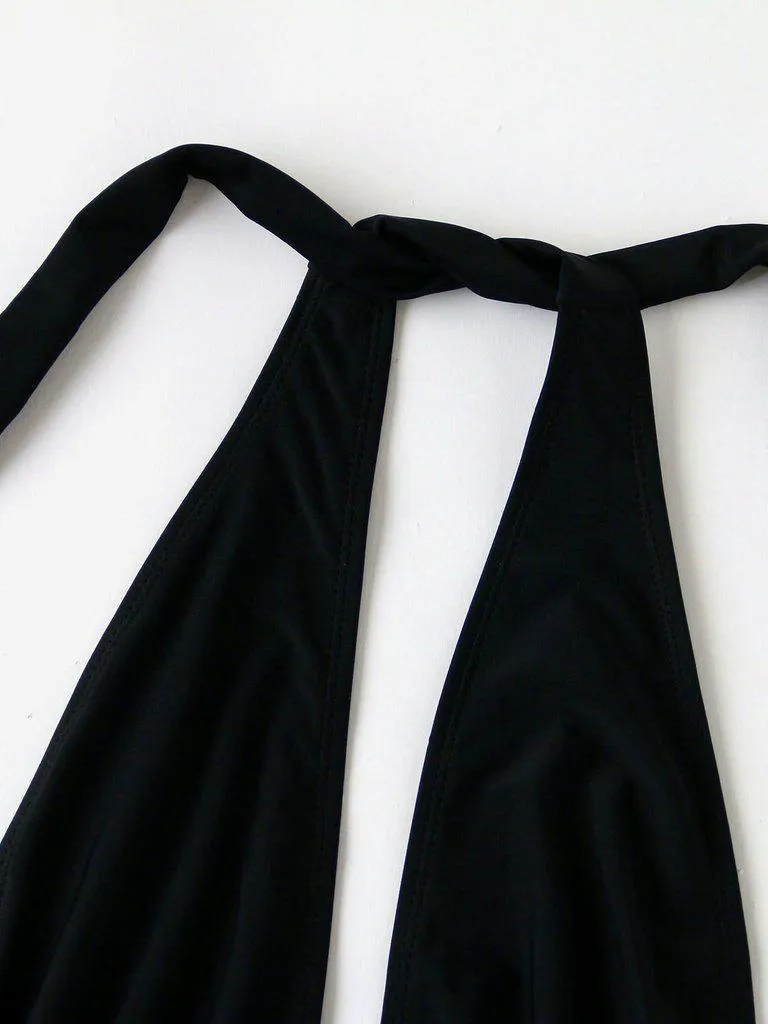 Plunge Neckline Halter Monokini