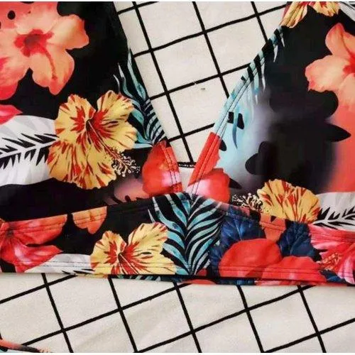 Plus Size Floral Print High Waist Tankini Set