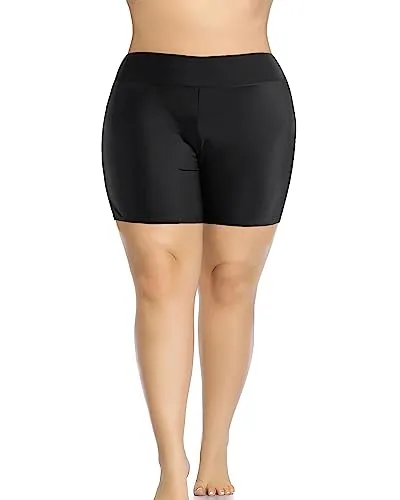 Plus Size Swim Shorts High Waist Swim Bottoms