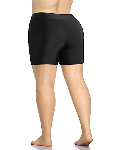 Plus Size Swim Shorts High Waist Swim Bottoms