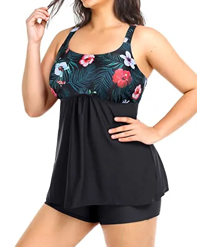 Plus Size Two Piece Tankini Swimsuits for Women Tummy Control Bathing Suits