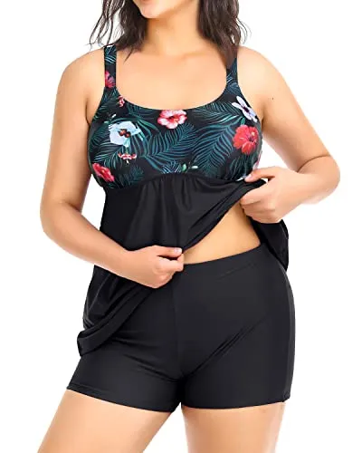 Plus Size Two Piece Tankini Swimsuits for Women Tummy Control Bathing Suits