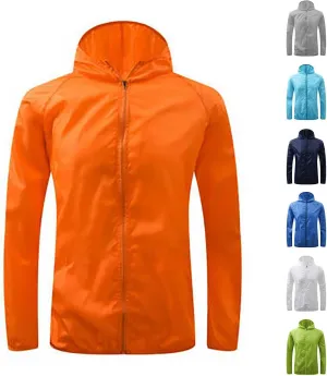 Plus Size Womens Sun Protection Hoodie Jacket Full Zip Quick Dry Waterproof Windbreaker Hiking Outdoor Oversized