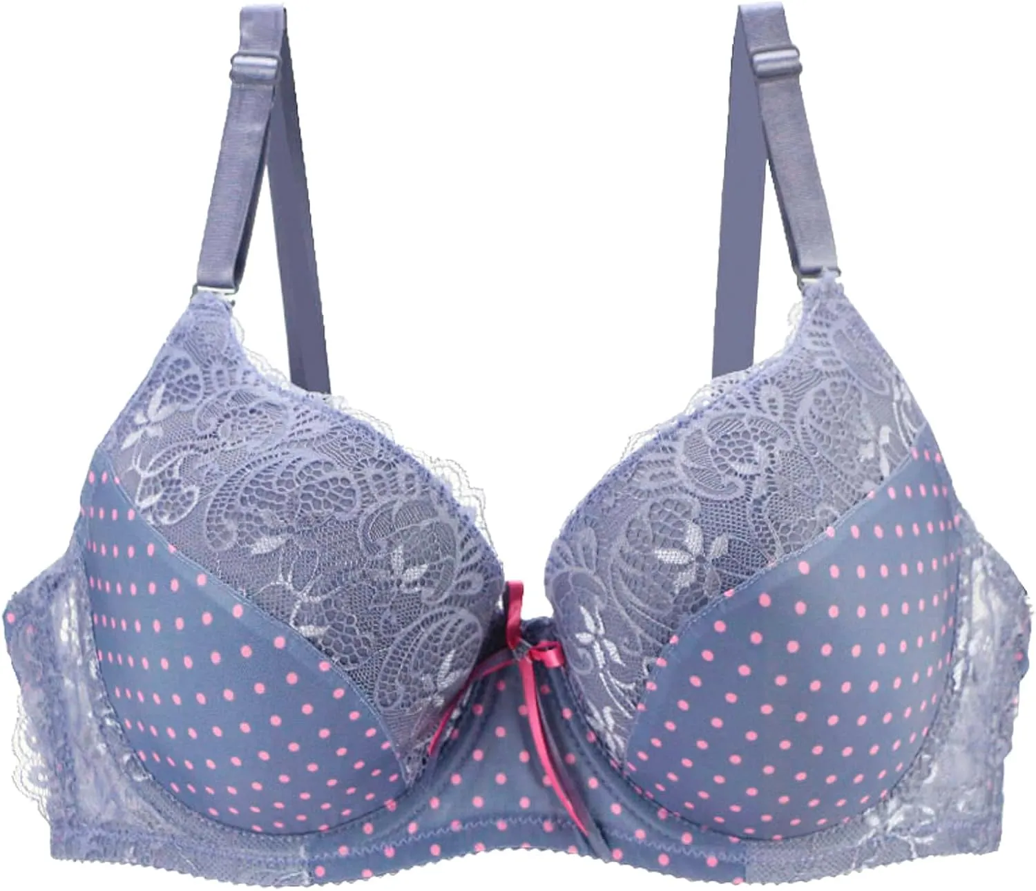 Polka Dot Bras for Women Sexy Plus Size Push Up Lace V Neck Bralette Plunge Gather Support Underwire Anti Sagging Bras