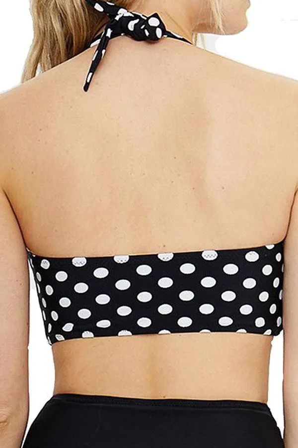 Polka Dot Halter Collar Elegant High Waist Bikini