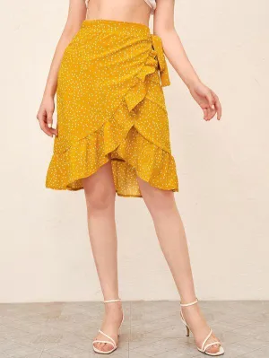 Polka Dot Knot Wrap Skirt
