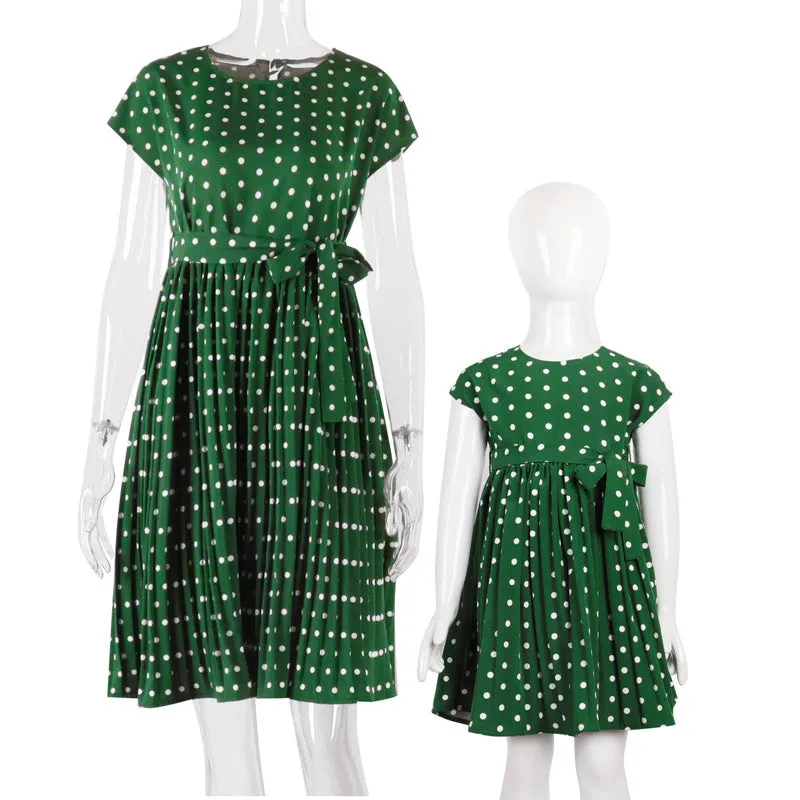 Polka Dot Parent-Child Loose and Elegant Mother-Daughter Dress