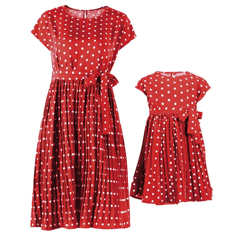 Polka Dot Parent-Child Loose and Elegant Mother-Daughter Dress