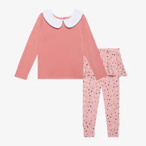 Posh Peanut Long Sleeve Peterpan Collar T-Shirt & Skirted Legging Set - Cassidy