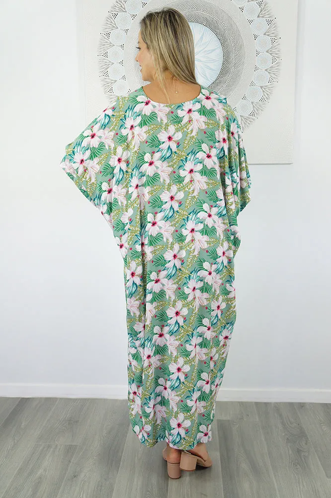 Premium Long Kaftan "Fan Flower"
