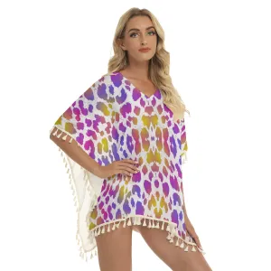 Pretty Leopard Square Fringed Shawl up to 2 XL (FWS)