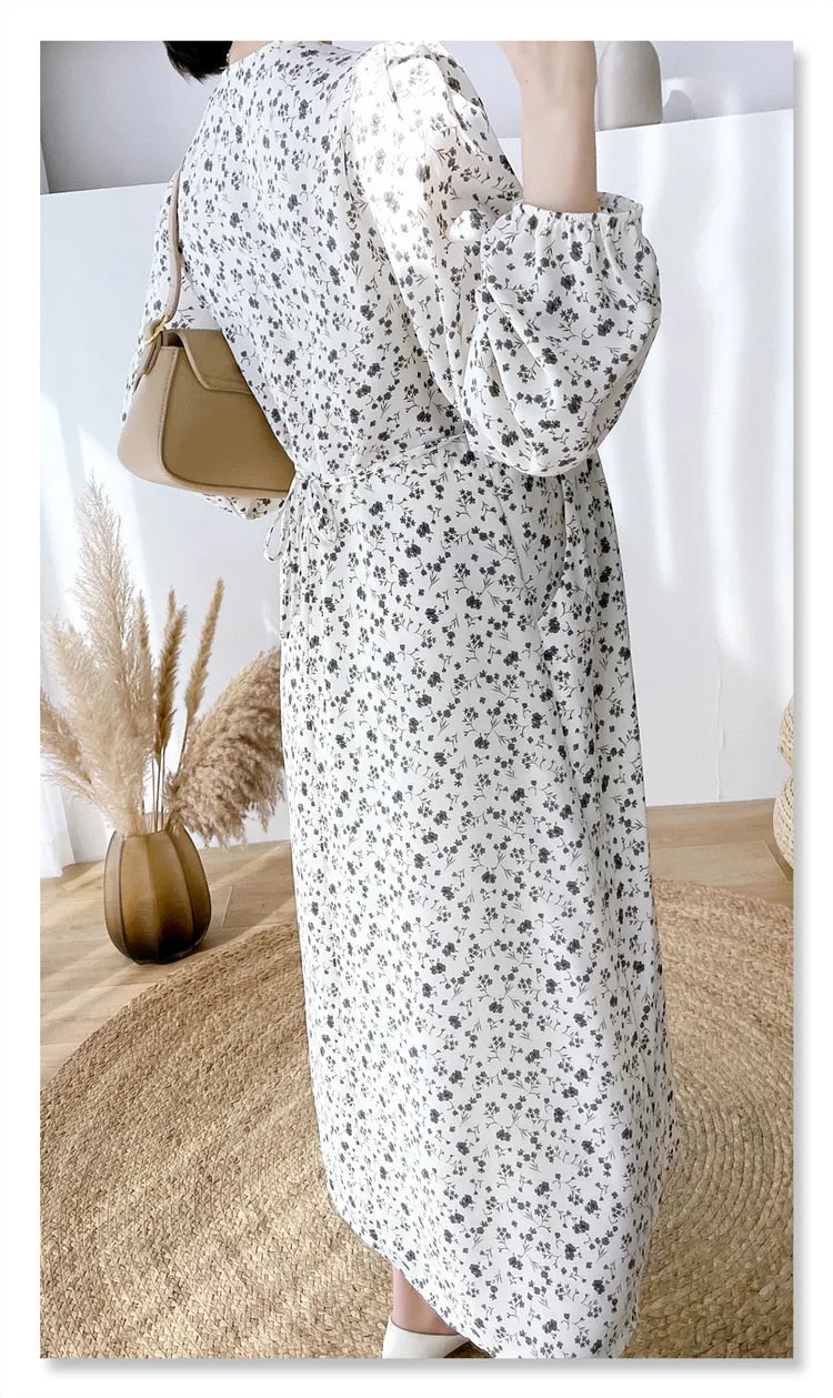 Printed maternity chiffon dress-suitable for Spring/Autumn