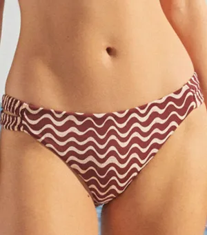 Printed Medium Waist Bikini Bottoms Maroon