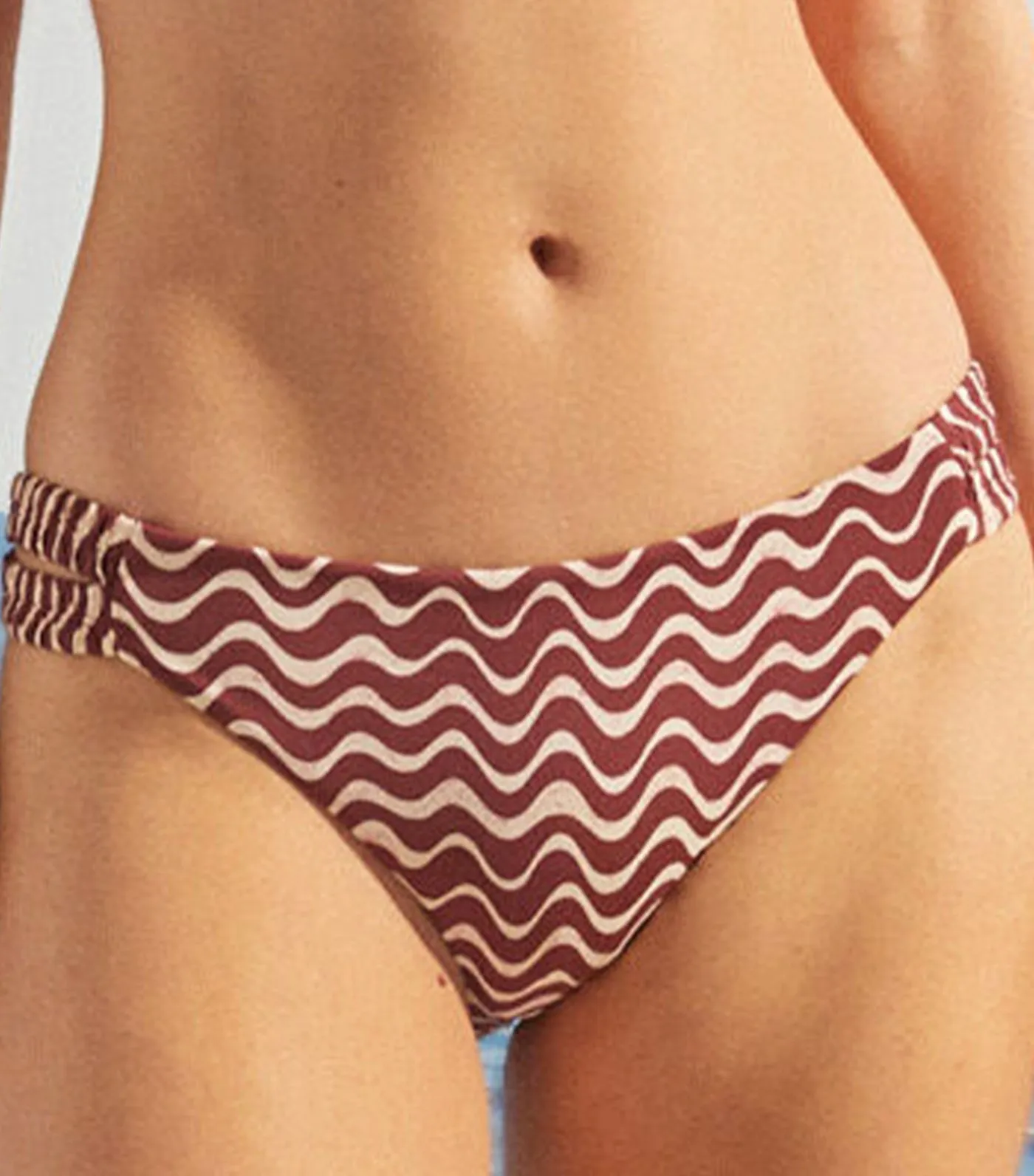 Printed Medium Waist Bikini Bottoms Maroon