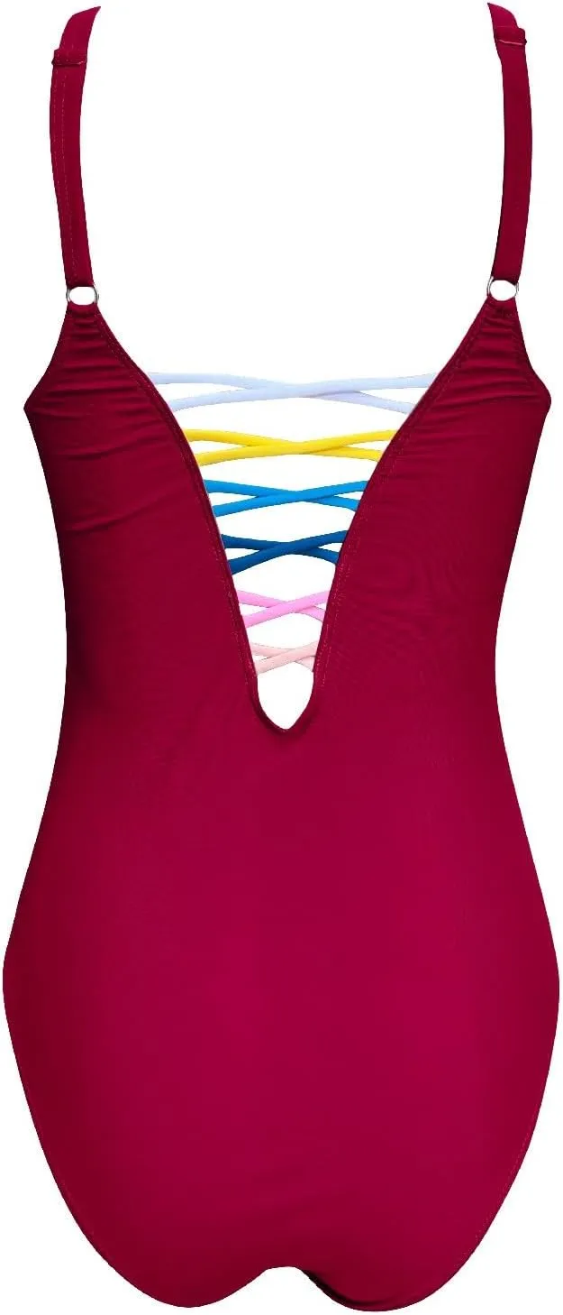 PTOLOCIF One Piece Swimsuit for Women Tummy Control Cutout High Waisted Bathing Suit Wrap Tie Back 1 Piece Swim Suit