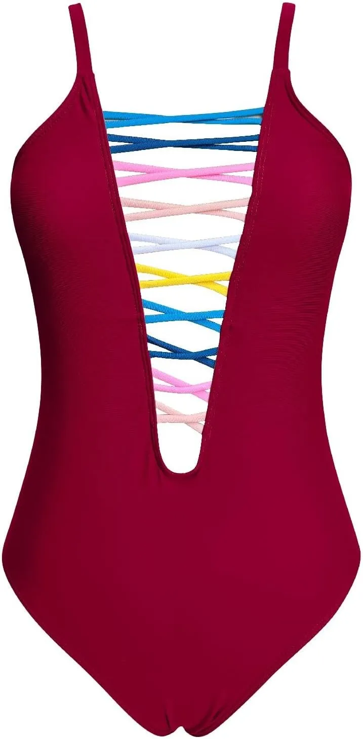 PTOLOCIF One Piece Swimsuit for Women Tummy Control Cutout High Waisted Bathing Suit Wrap Tie Back 1 Piece Swim Suit