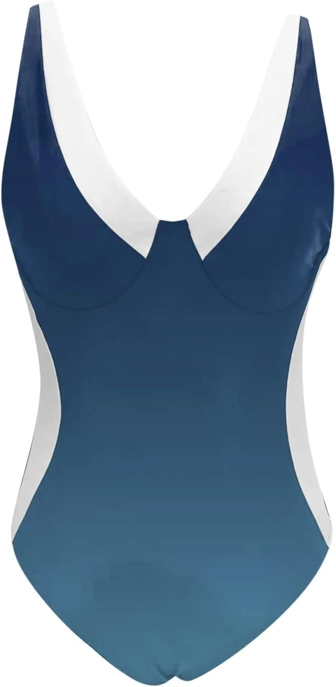 PTOLOCIF One Piece Swimsuit Women Square Neck Tummy Control Bathing Suit High Waisted Swimsuit Push up Twist Swimwear