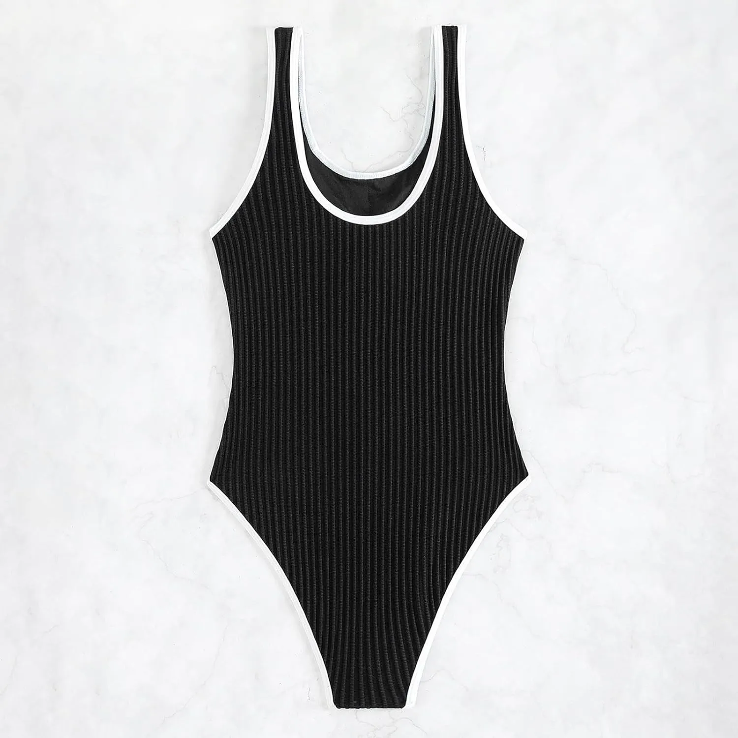 PTOLOCIF Sexy One Piece Swimsuit for Women Athletic Swimsuits Scallop Trim Bathing Suit Cut Out Adjustable Straps Swimwear