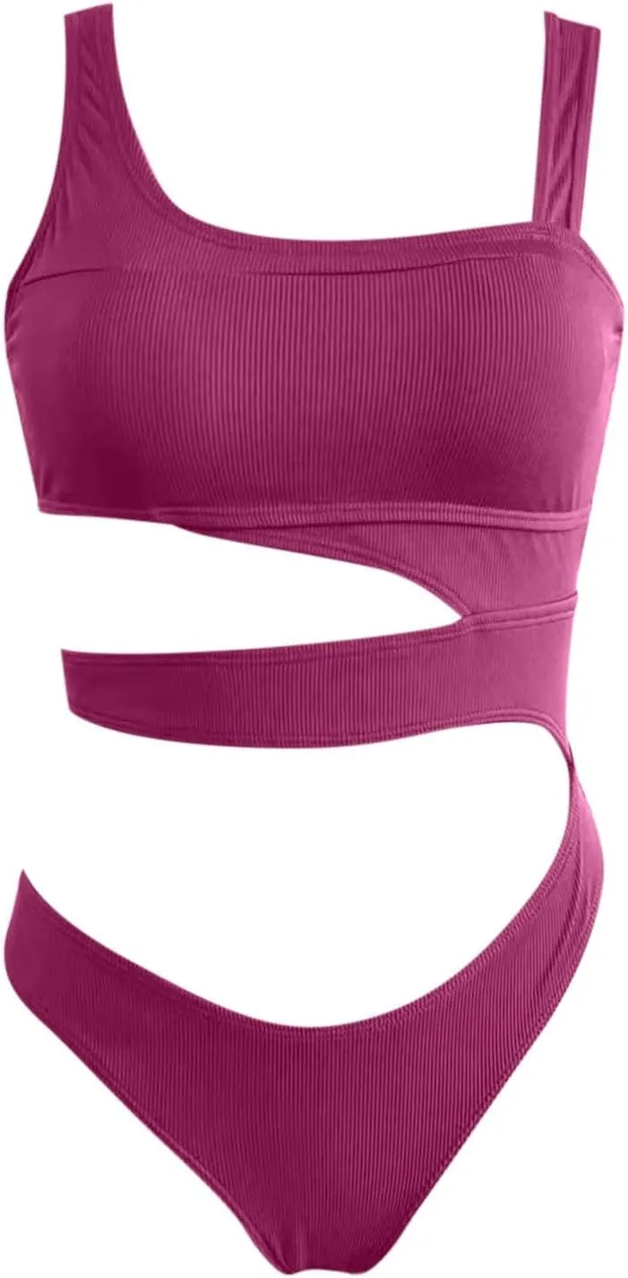 PTOLOCIF Women One Piece Swimsuits Ruched Tummy Control Square Neck Bathing Suits Full Coverage Swim Suits Sexy Swimwear
