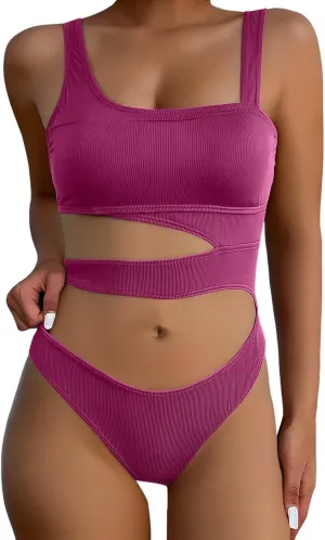 PTOLOCIF Women One Piece Swimsuits Ruched Tummy Control Square Neck Bathing Suits Full Coverage Swim Suits Sexy Swimwear