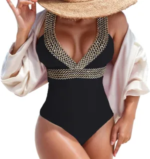 PTOLOCIF Womens One Piece Swimsuits Strapless Bandeau Bathing Suits Retro Bathing Suit Full Coverage Slimming Swimwear