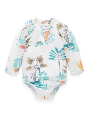 Purebaby Printed Long Sleeve Swimsuit - Jungle Life Print