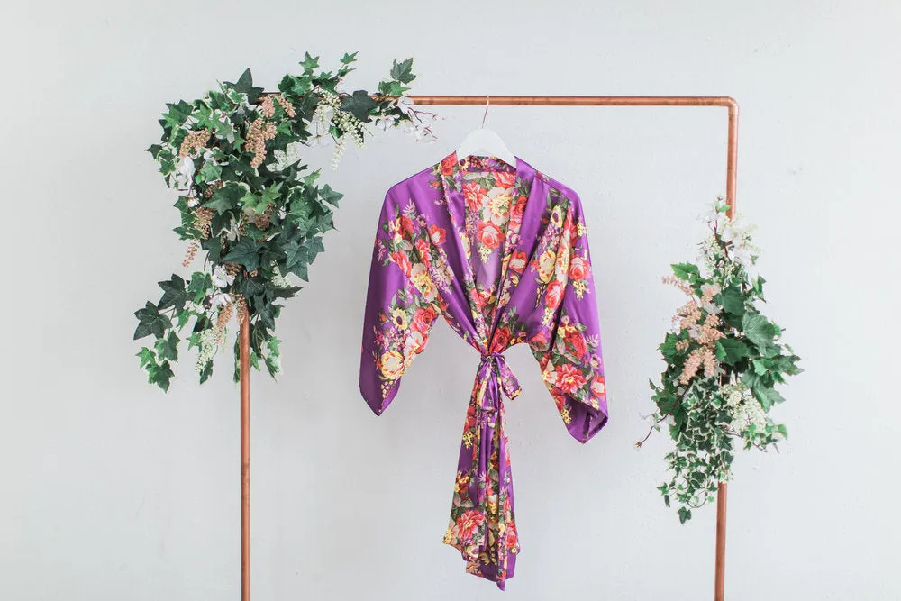Purple Floral Bridesmaid Robe