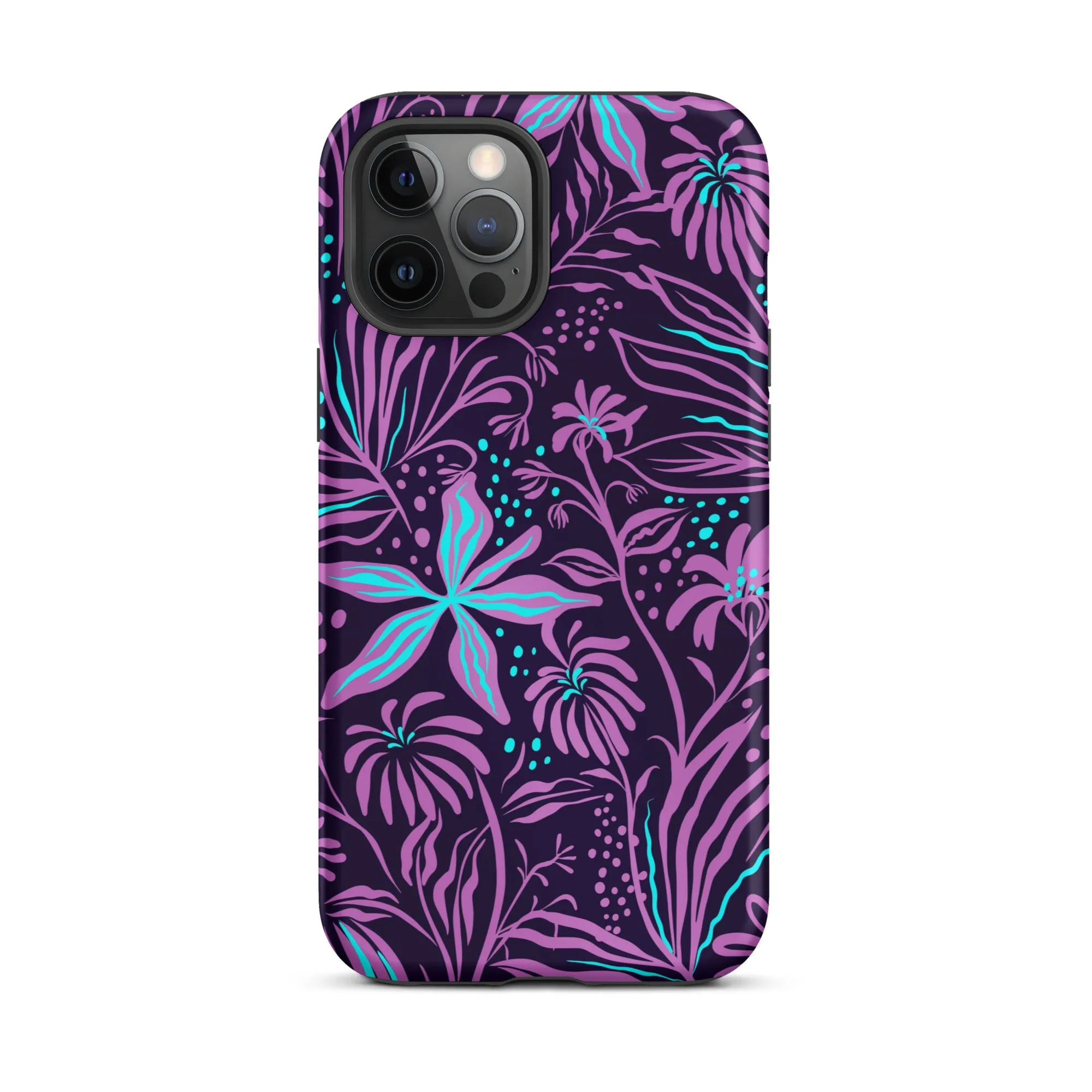Purple Floral Design Tough iPhone case, Ocean Flowers Phone Case