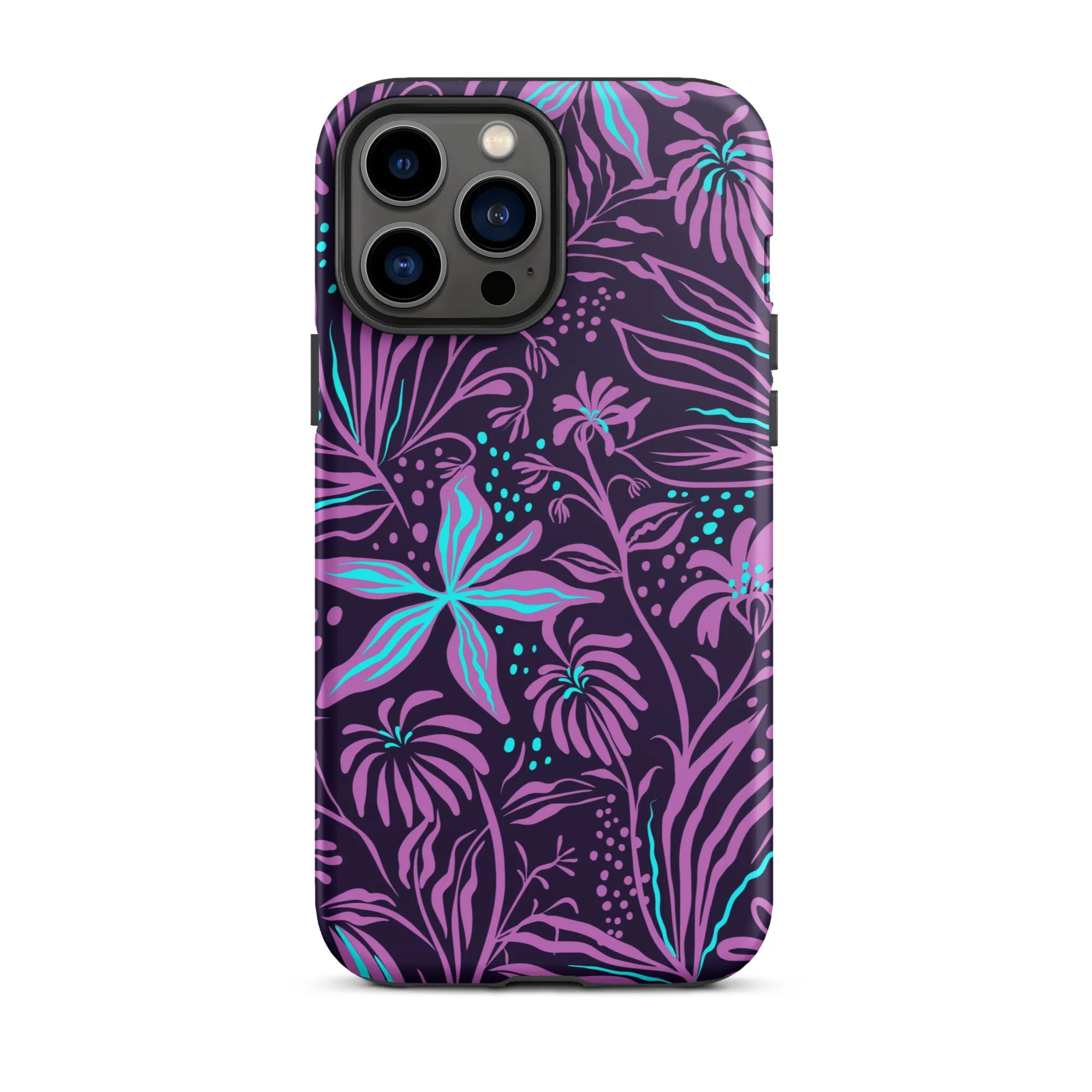 Purple Floral Design Tough iPhone case, Ocean Flowers Phone Case