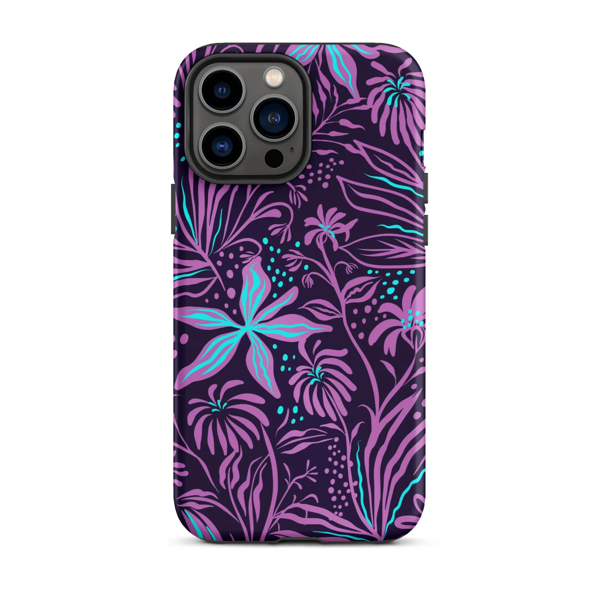 Purple Floral Design Tough iPhone case, Ocean Flowers Phone Case