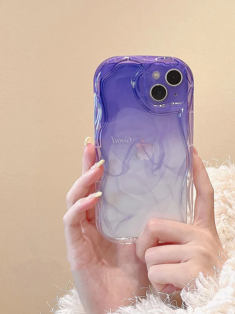Purple Gradient Cute Phone case with purple plash pendant