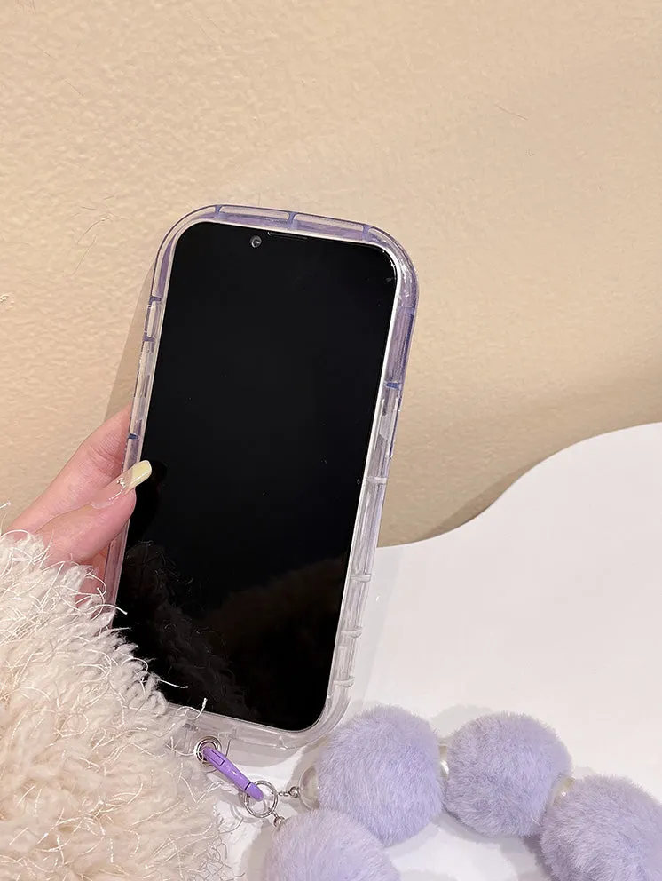 Purple Gradient Cute Phone case with purple plash pendant