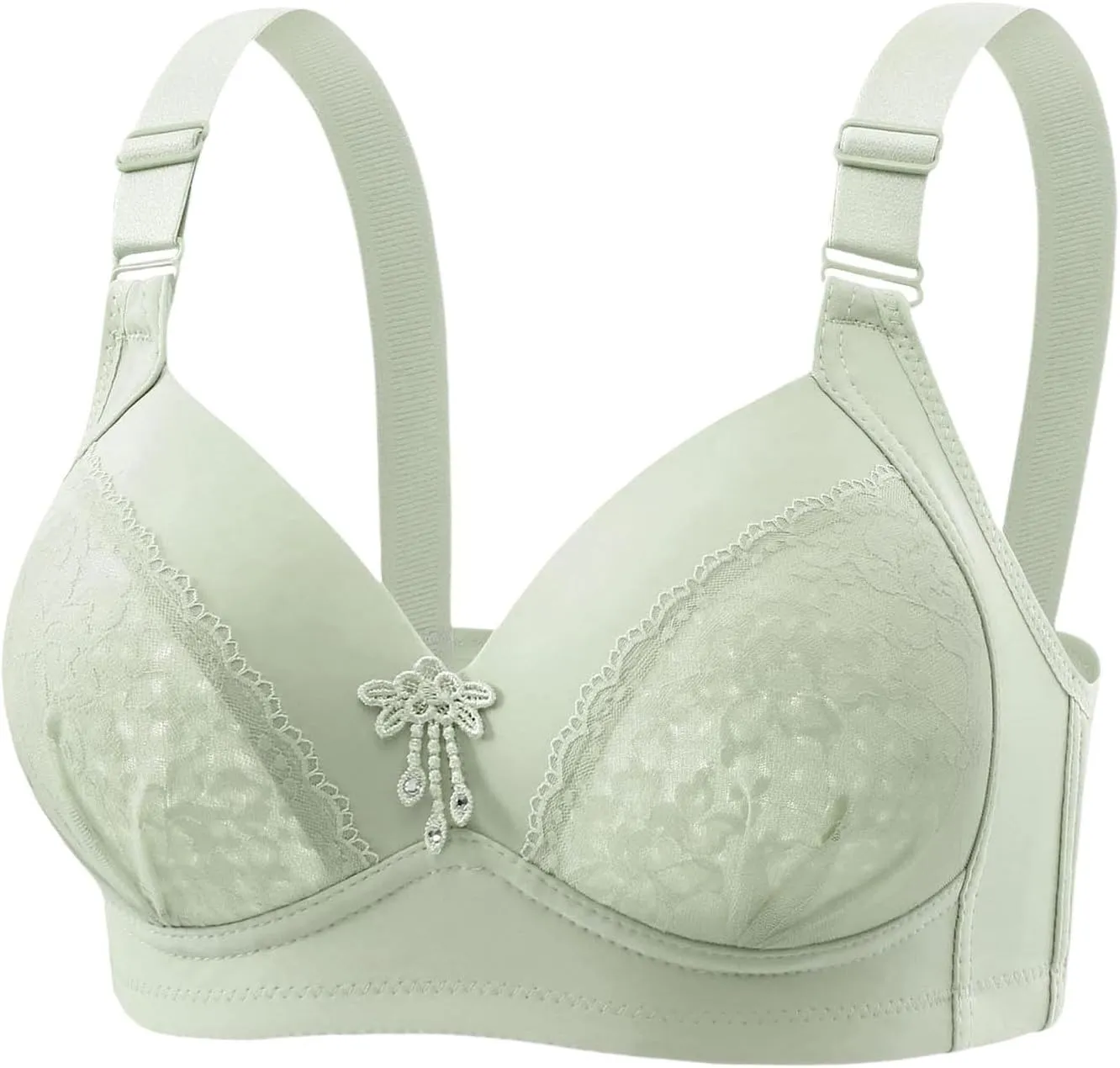 Push Up Bras for Women Lace Padded Full Coverage High Support Bralette No Underwire Comfy Anti Sagging Bra for Everyday