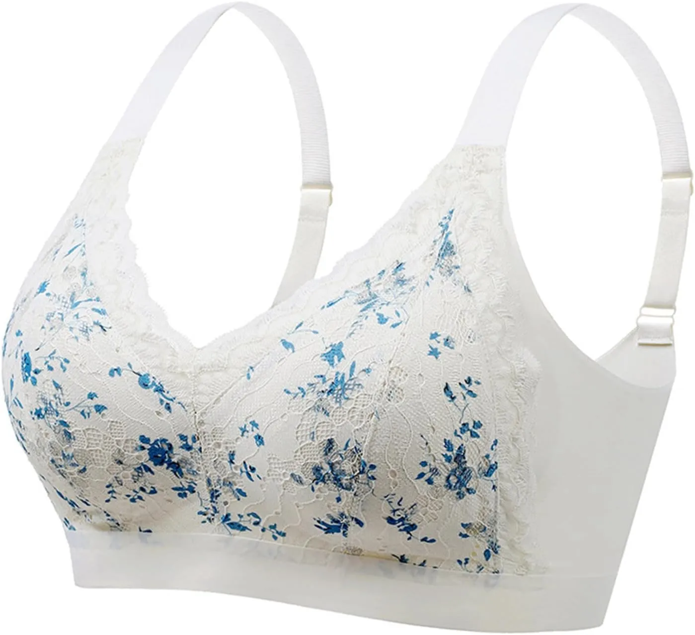 Push Up Floral Lace Bra for Women No Underwire Plus Size Comfortable Brassiere Seamless Full-Coverage Bralettes
