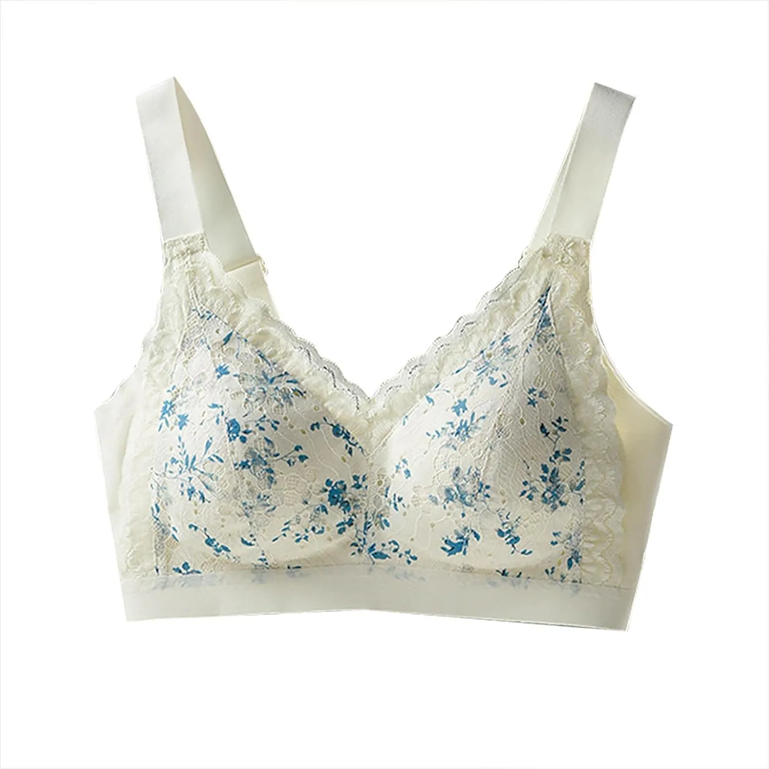 Push Up Floral Lace Bra for Women No Underwire Plus Size Comfortable Brassiere Seamless Full-Coverage Bralettes
