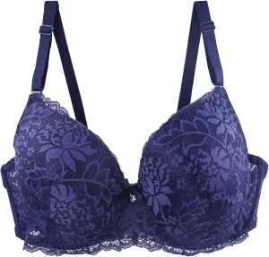 Push Up Lace Bra for Women Gather Comfortable Sexy Padded Bras Summer New V Neck Adjustable Straps Everyday Bralette