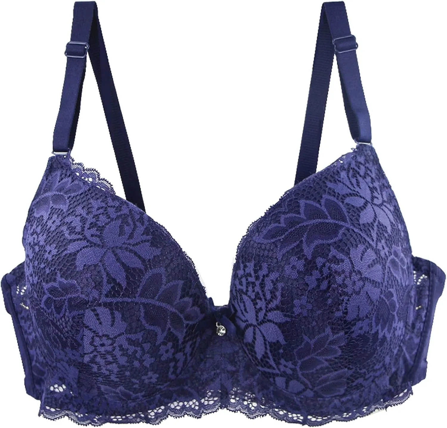 Push Up Lace Bra for Women Gather Comfortable Sexy Padded Bras Summer New V Neck Adjustable Straps Everyday Bralette