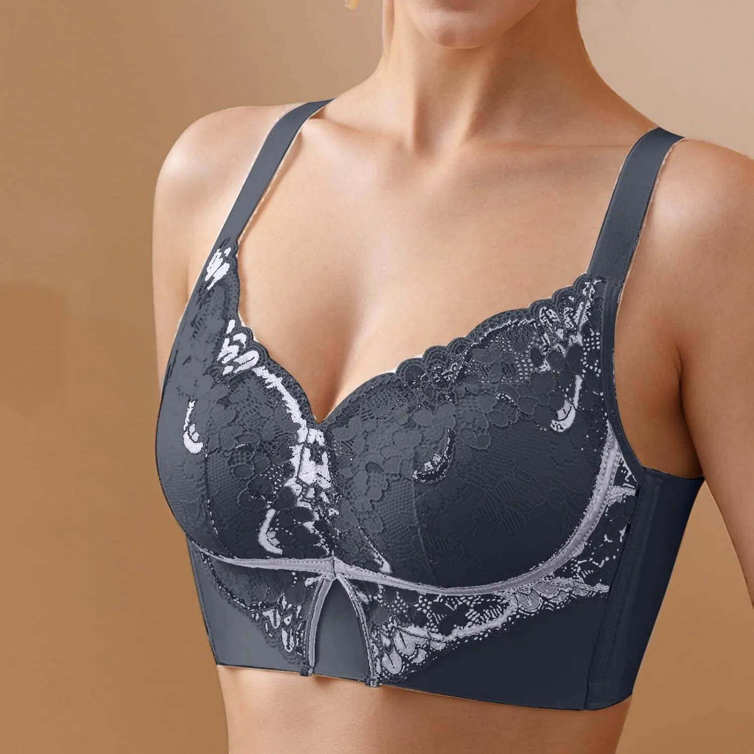 Push Up Lace Bra for Women No Underwire Plus Size Comfortable Full-Coverage Bralettes Seamless Wireless Everyday Bras