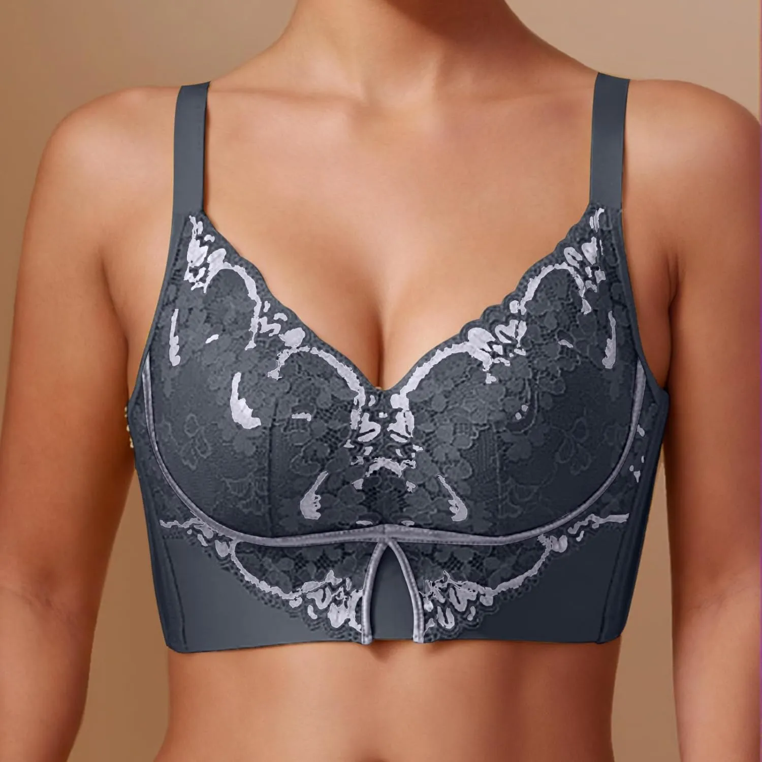 Push Up Lace Bra for Women No Underwire Plus Size Comfortable Full-Coverage Bralettes Seamless Wireless Everyday Bras