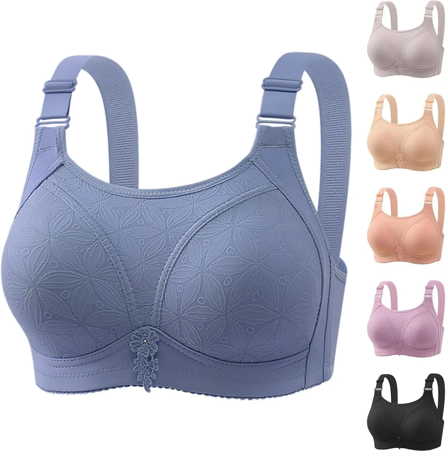 Push Up Lace Bras for Women Plus Size No Underwire Comfortable Lingerie Full Coverage Wireless Breathable Bralettes