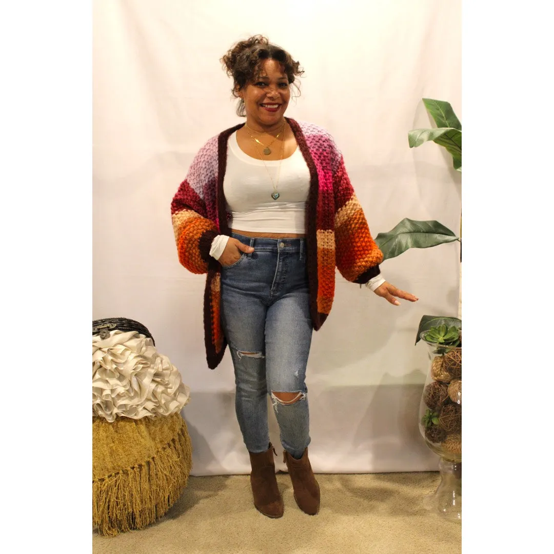 Rainbow Sunset Knitted Cardigan