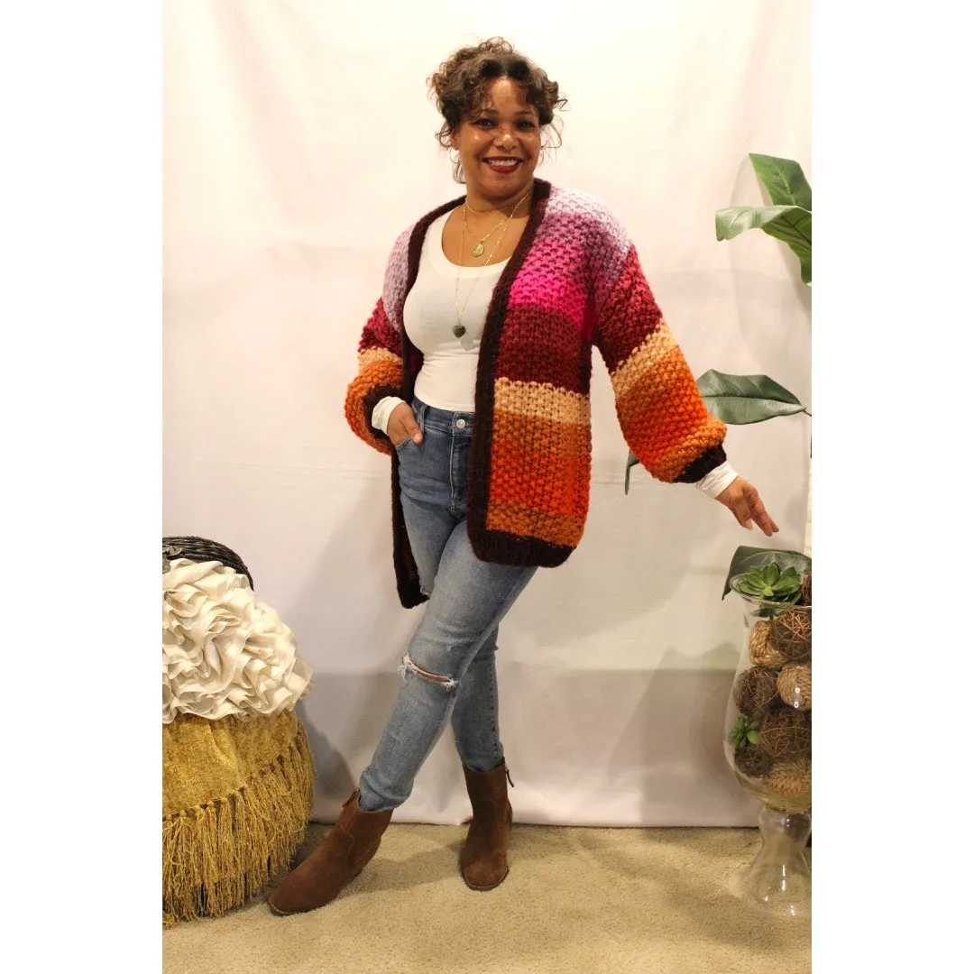 Rainbow Sunset Knitted Cardigan