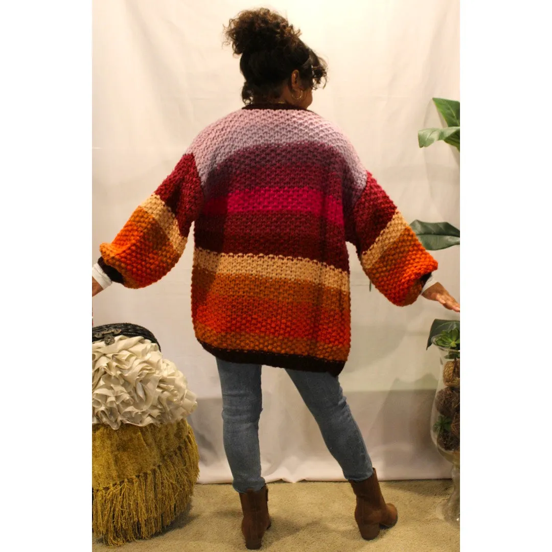 Rainbow Sunset Knitted Cardigan