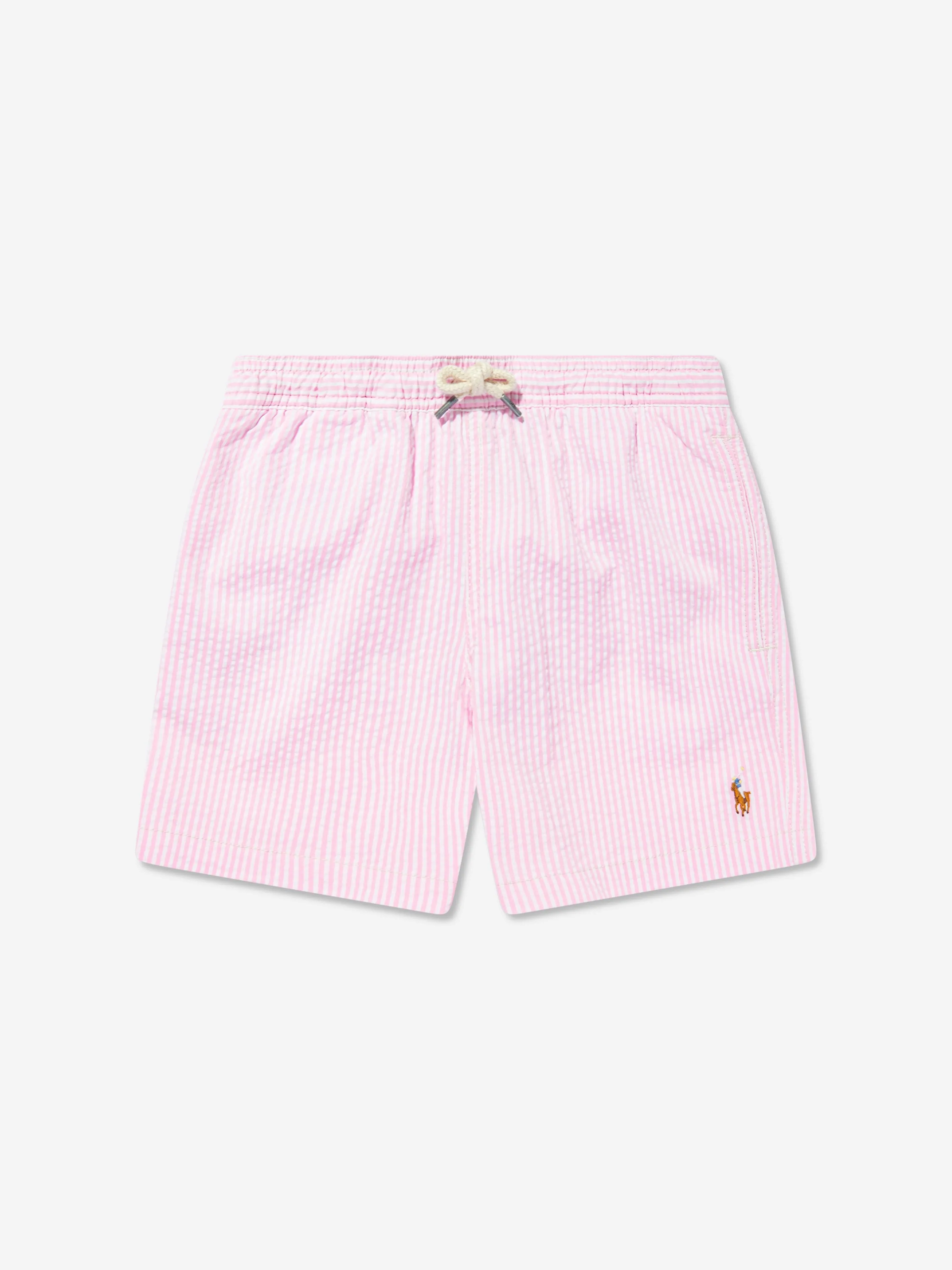 Ralph Lauren Boys Seersucker Swim Shorts in Pink