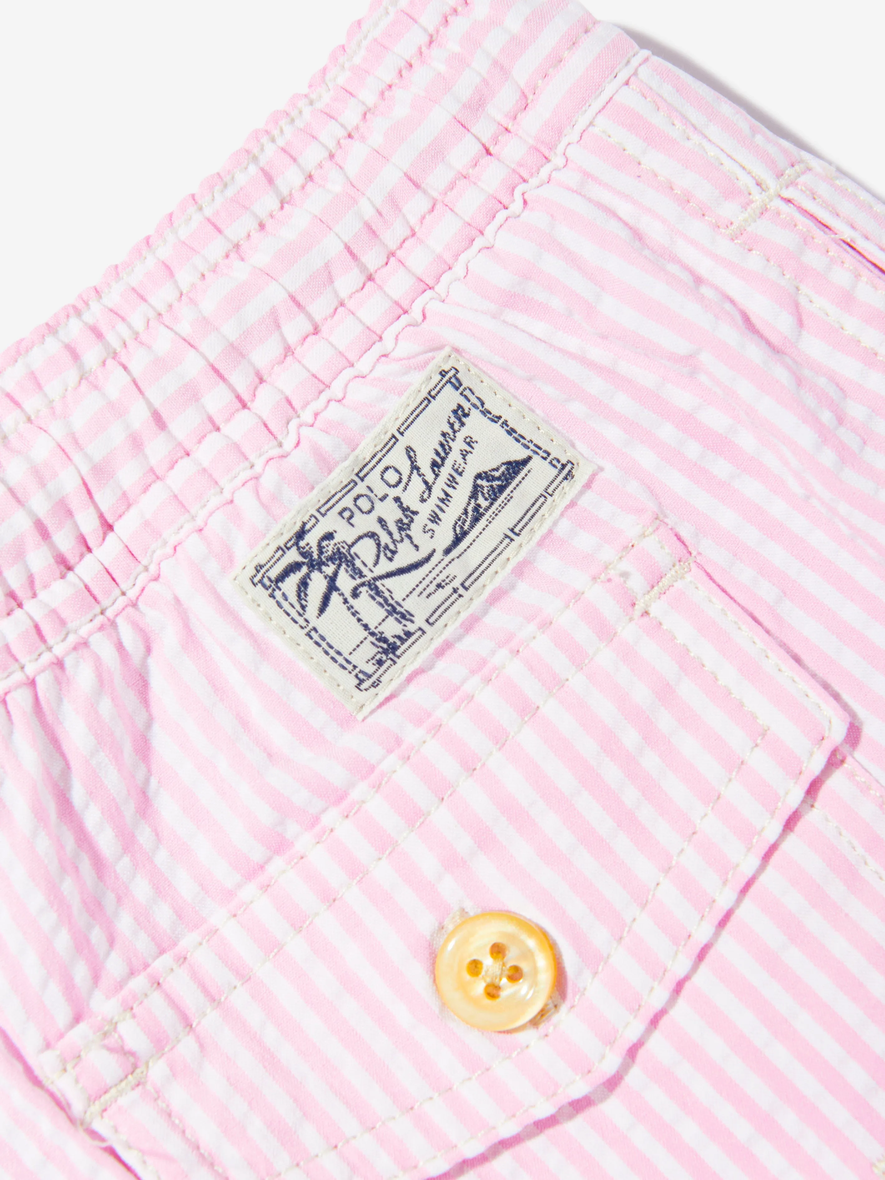 Ralph Lauren Boys Seersucker Swim Shorts in Pink