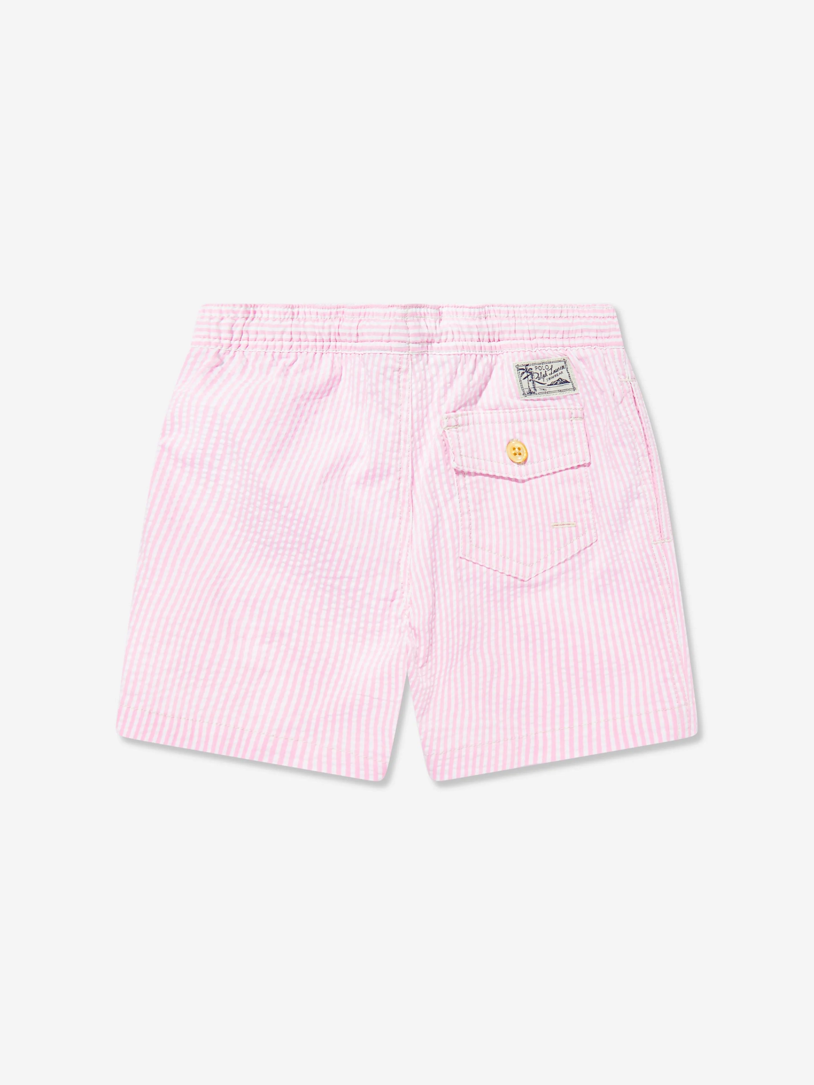 Ralph Lauren Boys Seersucker Swim Shorts in Pink